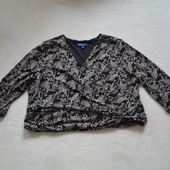 Travel Smith Surplice Neckline Top Blouse Womens Plus Size 1X Paisley Print - Picture 3 of 6